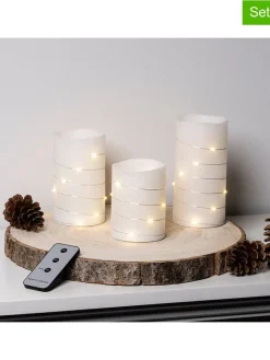 Nordheim Lichterketten & Deko-Leuchten<3er-Set: LED-Wachskerzen in Weiß