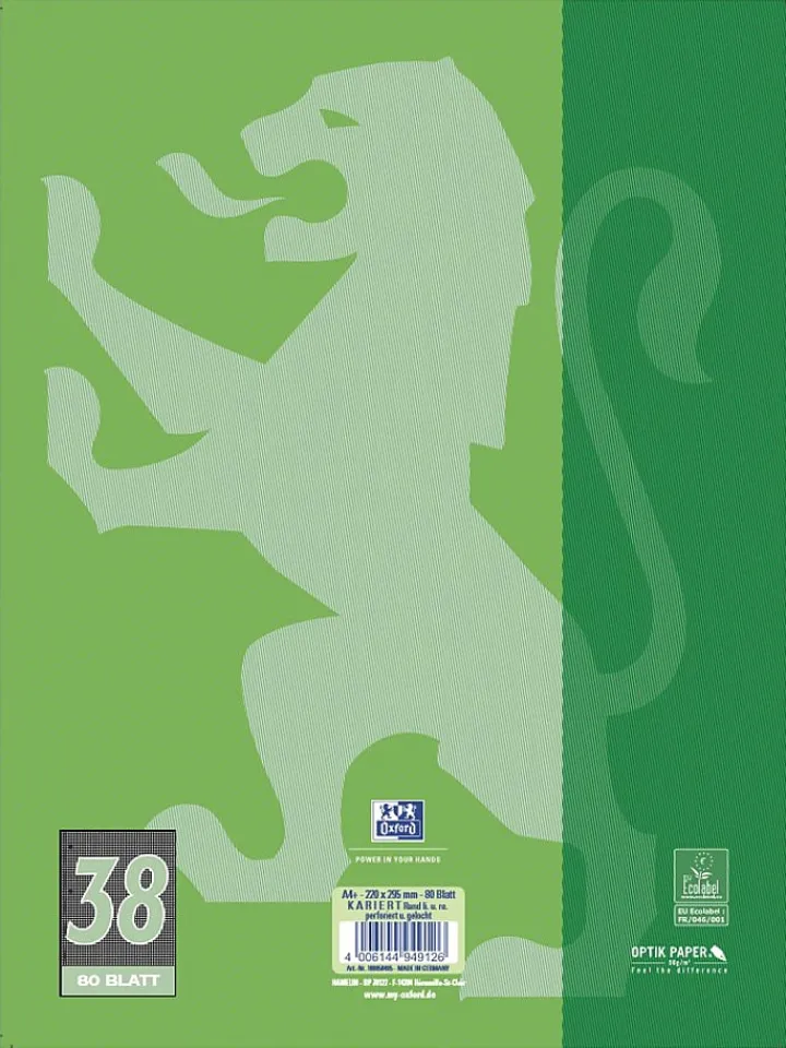 Oxford Büro- & Schulbedarf<2er-Set: Linkshänder-Collegeblöcke " - Lineatur 38" in Grün - DIN A4