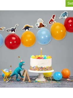 The Home Deco Kids Partyzubehör & -Dekoration<3er-Set: Luftballongirlanden "Dinosaure" in Rot/ Gelb/ Hellblau