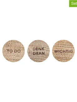 Eulenschnitt Wohndekoration<3er-Set: Magnete "Denk dran" in Natur - Ø 2,5 cm