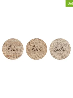 Eulenschnitt Wohndekoration<3er-Set: Magnete "Lebe Liebe Lache" in Natur - Ø 2,5 cm