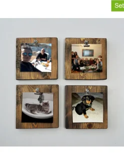 Evila Wanddekoration<4er-Set: Memoboards "Aa066" in Natur - (B)15 x (H)15 cm