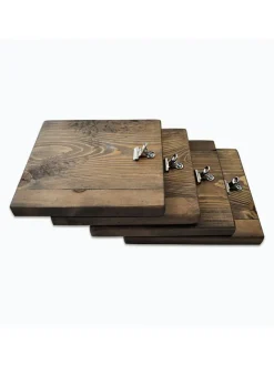 Evila Wanddekoration<4er-Set: Memoboards "Aa066" in Natur - (B)15 x (H)15 cm
