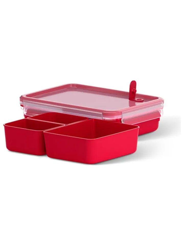Emsa Aufbewahren & Servieren<2er-Set: Mikrowellendosen "Clip & Micro" in Rot - 1,2 l