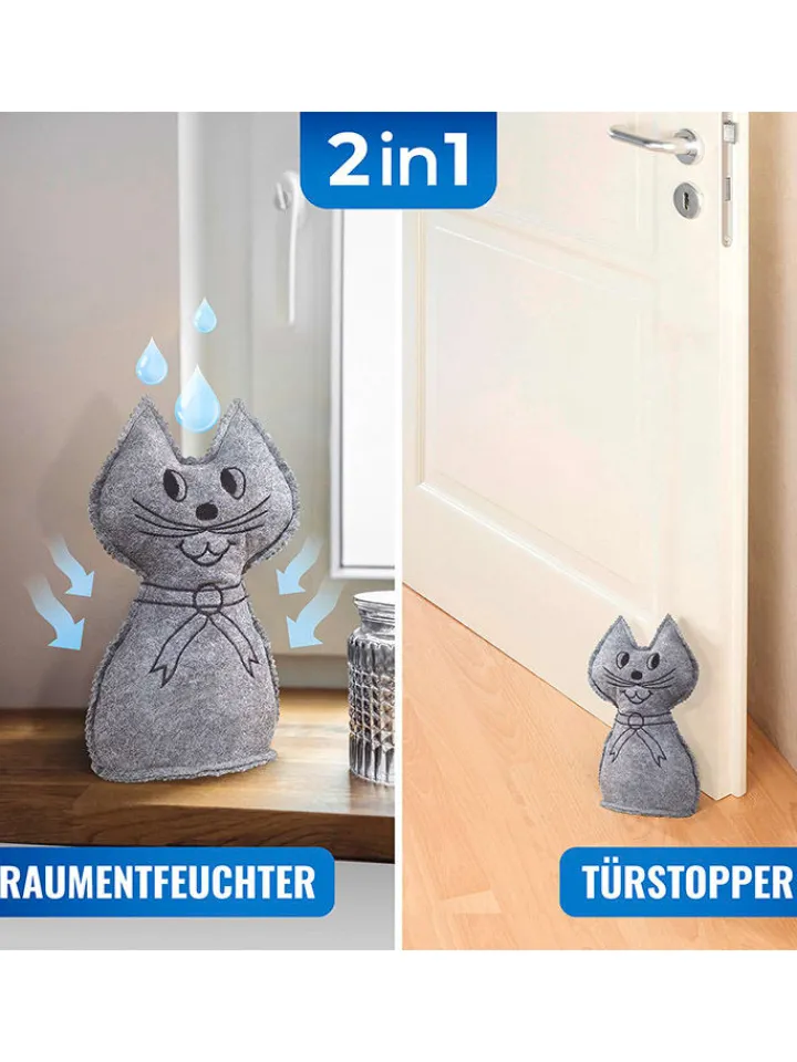 Wenko Tür- & Zugluftstopper<2er-Set: Raumentfeuchter in Grau - (B)12 x (H)27 cm