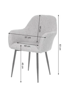 MCW Möbel-Sets<2er-Set Retro Esszimmerstuhl F18, Stoff/Textil grau, schwarze Beine