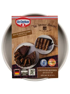 Dr. Oetker Kochgeschirr<4er-Set: Schichtkuchen-Backformen in Dunkelrot- Ø 17 cm