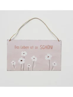 Boltze Wanddekoration<4er-Set: Schilder "Canea" in Rosa/ Weiß - (B)28 x (H)16 cm