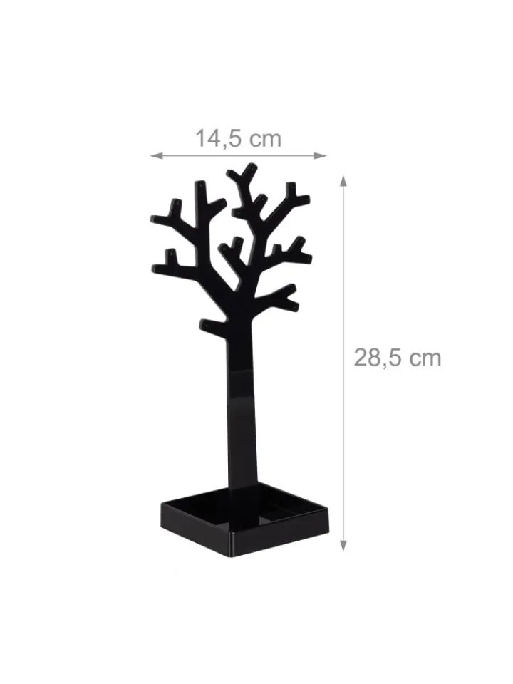 relaxdays Schmuckkästen<2er-Set: Schmuckständer Baum in Schwarz/Weiß