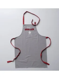 Boltze Küchentextilien<2er-Set: Schürzen "Grillzeit" in Rot/ Hellgrau - (L)84 x (B)60 cm