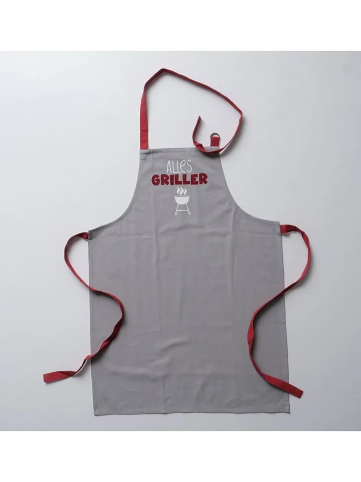 Boltze Küchentextilien<2er-Set: Schürzen "Grillzeit" in Rot/ Hellgrau - (L)84 x (B)60 cm