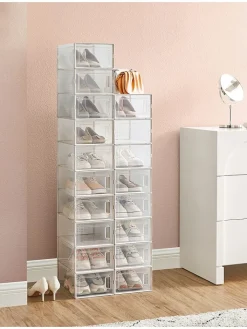 Songmics Regale & Schränke|Garderoben<18er-Set: Schuhboxen in Transparent - (B)23 x (H)14,3 x (T)33,5 cm