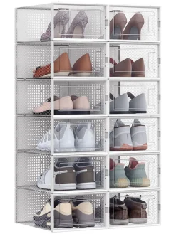 SONGMICS Garderoben<12er-Set: Schuhboxen in Transparent - (B)23 x (H)14,3 x (T)33,5 cm