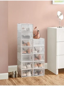 SONGMICS Garderoben<12er-Set: Schuhboxen in Transparent - (B)23 x (H)14,3 x (T)33,5 cm