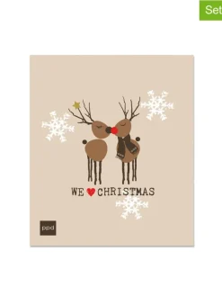 ppd Putz- & Waschutensilien<2er-Set: Schwammtücher ''We love Christmas'' in Beige - (L)20 x (B)17,2 cm
