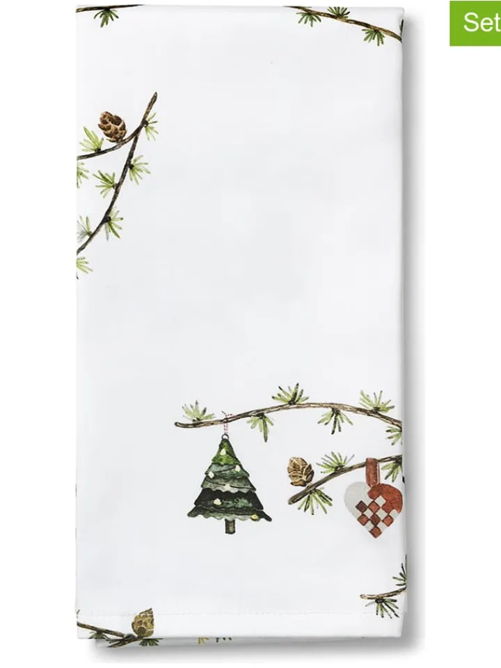 Kähler Tisch- & Küchentextilien<4er-Set: Servietten "Hammershøi Christmas" in Weiß/ Bunt - (L)45 x (B)45 cm