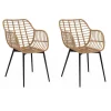 IDOMYA Essentials Sitzmöbel<2er-Set: Sessel "Cuba" in Hellbraun/ Schwarz - (B)51 x (H)80 cm