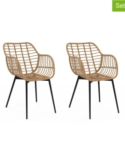 IDOMYA Essentials Sitzmöbel<2er-Set: Sessel "Cuba" in Hellbraun/ Schwarz - (B)51 x (H)80 cm