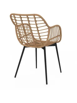 IDOMYA Essentials Sitzmöbel<2er-Set: Sessel "Cuba" in Hellbraun/ Schwarz - (B)51 x (H)80 cm