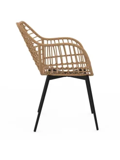IDOMYA Essentials Sitzmöbel<2er-Set: Sessel "Cuba" in Hellbraun/ Schwarz - (B)51 x (H)80 cm