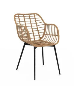 IDOMYA Essentials Sitzmöbel<2er-Set: Sessel "Cuba" in Hellbraun/ Schwarz - (B)51 x (H)80 cm