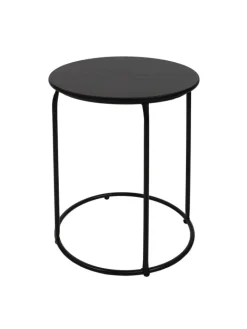 MCW Möbel-Sets<2er-Set Sitzhocker und Beistelltisch K48, Schwarz