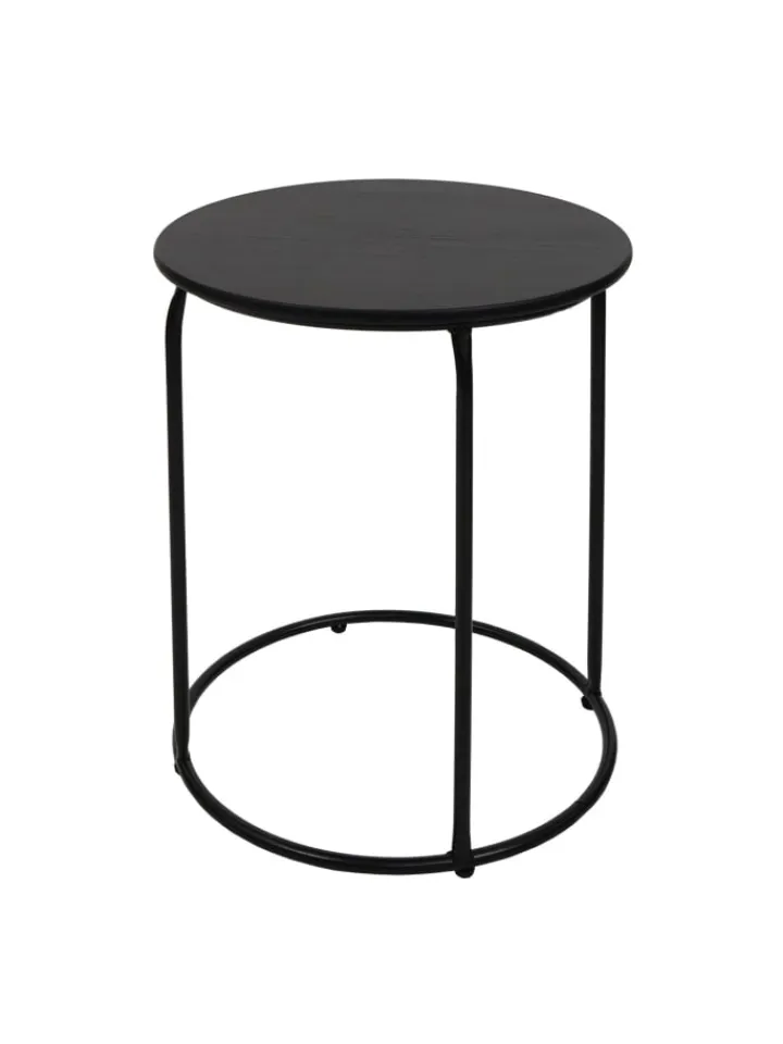 MCW Möbel-Sets<2er-Set Sitzhocker und Beistelltisch K48, Schwarz