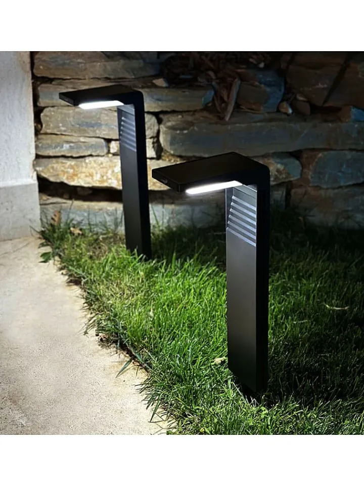 lumisky Außenbeleuchtung|Außenleuchten<4er-Set: Solar-Gartenstecker "Ostry" in Schwarz - (B)16 x (H)41 x (T)9 cm