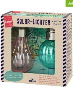 moses. Lichterketten & Dekobeleuchtung|Lichterketten & Deko-Leuchten<2er-Set: Solar-Leuchte in Grau/ Türkis