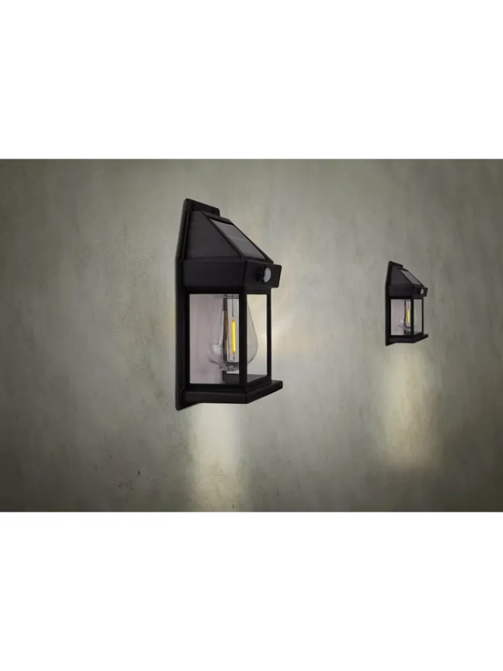 näve Außenbeleuchtung|Außenleuchten<2er-Set Solar-Wandleuchte "Mira" in Schwarz - (B)12 x (H)17 cm