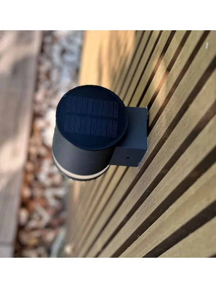 lumisky Außenbeleuchtung|Außenleuchten<2er-Set: Solar-Wandleuchten "Helio" in Schwarz - (B)12 x (H)9 x (T)11,5 cm
