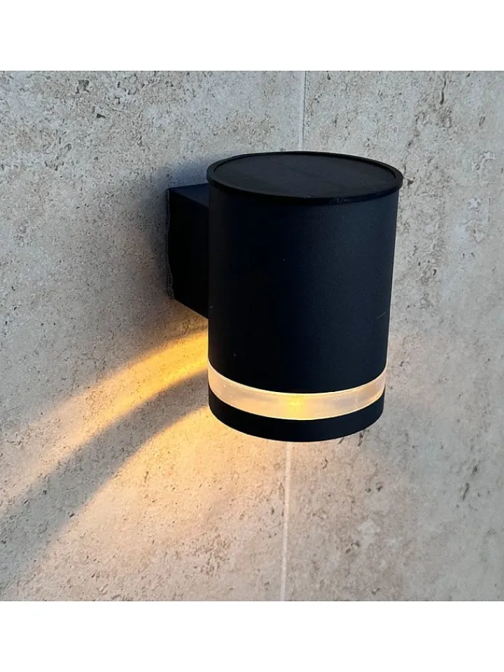 lumisky Außenbeleuchtung|Außenleuchten<2er-Set: Solar-Wandleuchten "Helio" in Schwarz - (B)12 x (H)9 x (T)11,5 cm