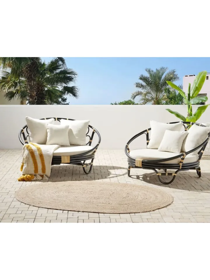 Beliani Gartenmöbel<2er-Set Sonneninsel ROSSANO in Schwarz/Beige