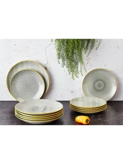 Björn Gedeckter Tisch<6er-Set: Speiseteller "Eclipse" in Grau - Ø 26 cm