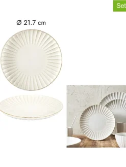 THE HOME DECO FACTORY Gedeckter Tisch<6er-Set: Speiseteller ''Vlora'' in Creme - Ø 21,7 cm