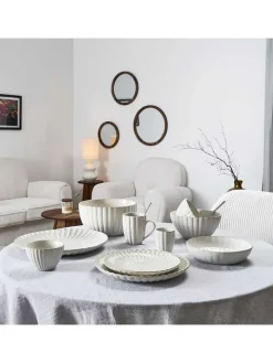 THE HOME DECO FACTORY Gedeckter Tisch<6er-Set: Speiseteller ''Vlora'' in Creme - Ø 21,7 cm