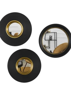 The Concept Factory Spiegel<3er-Set: Spiegel in Schwarz - Ø 25,5 cm