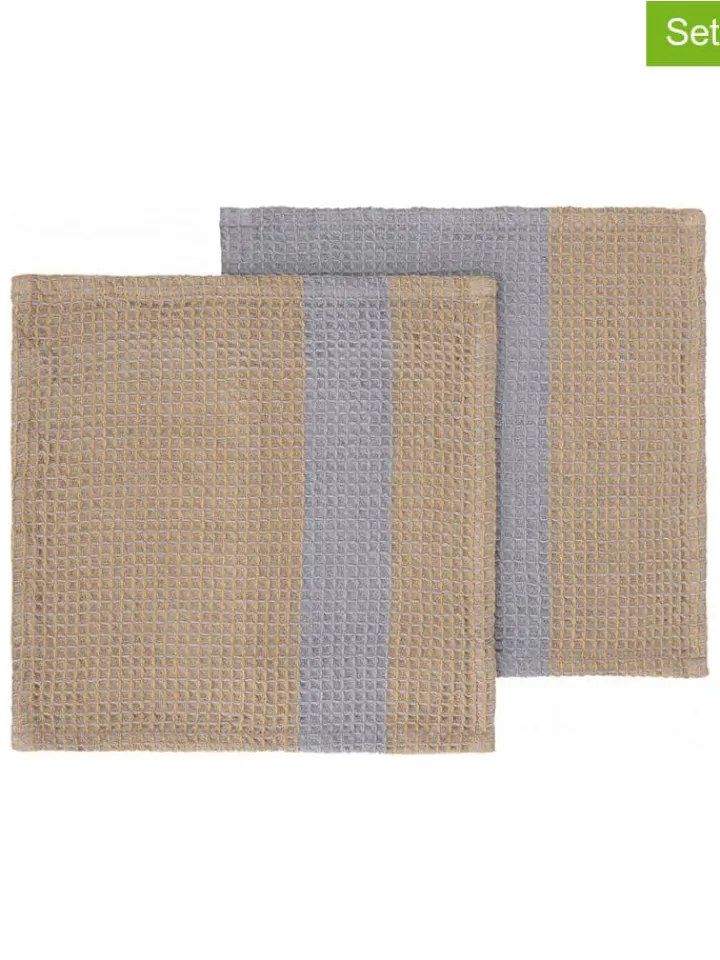 Blomus Küchentextilien|Tisch- & Küchentextilien<2er-Set: Spültücher "Gano" in Beige/ Grau - (L)25 x (B)25 cm