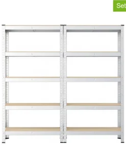 Songmics Regale & Schränke<2er-Set: Standregale in Beige/ Silber - (B)120 x (H)200 x (T)60 cm