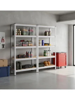 Songmics Regale & Schränke<2er-Set: Standregale in Beige/ Silber - (B)120 x (H)200 x (T)60 cm