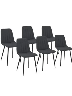 IDOMYA Factory Sitzmöbel<6er-Set: Stühle "Fiona" in Dunkelgrau/ Schwarz - (B)46 x (H)88 x (T)55 cm