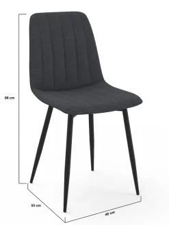 IDOMYA Factory Sitzmöbel<6er-Set: Stühle "Fiona" in Dunkelgrau/ Schwarz - (B)46 x (H)88 x (T)55 cm