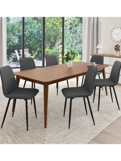 IDOMYA Factory Sitzmöbel<6er-Set: Stühle "Fiona" in Dunkelgrau/ Schwarz - (B)46 x (H)88 x (T)55 cm
