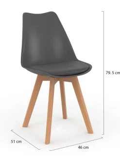 IDOMYA Factory Sitzmöbel<4er-Set: Stühle "Nordia" in Anthrazit/ Hellbraun - (B)51 x (H)79,5 x (T)46 cm