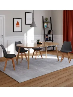 IDOMYA Factory Sitzmöbel<4er-Set: Stühle "Nordia" in Anthrazit/ Hellbraun - (B)51 x (H)79,5 x (T)46 cm