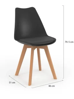 IDOMYA Factory Sitzmöbel<4er-Set: Stühle "Nordia" in Anthrazit/ Hellbraun - (B)51 x (H)79,5 x (T)46 cm