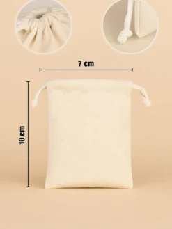 Samimi Einkaufstaschen & -Trolleys<10er-Set: Stoffbeutel in Beige/ Weiß - (L)10 x (B)7 cm