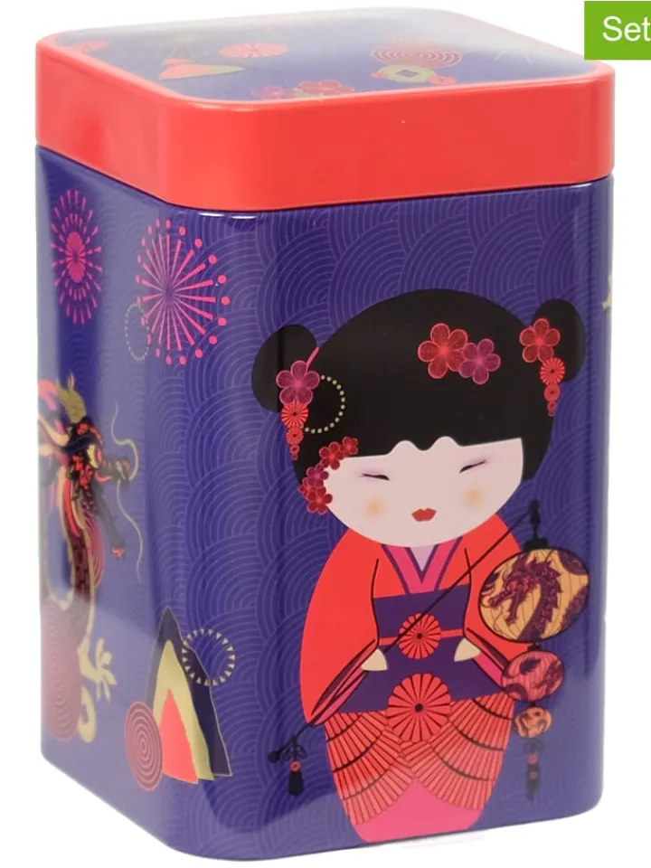 Eigenart Gedeckter Tisch<2er-Set: Teedosen "Sweet Little Geisha" in Lila/ Grün - 100 g