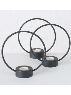Boltze Kerzen, Vasen & Mehr<3er-Set: Teelichthalter "Rumba" in Schwarz - (H)20 cm