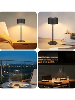 ZMH Tischleuchten<2er-Set Tischleuchte LED in schwarz rund Touch Dimmbar Tragbare Kabellos